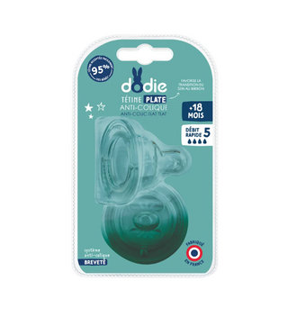 Dodie Tétine Plate Sens + Anti Colique D5 + 18M X2