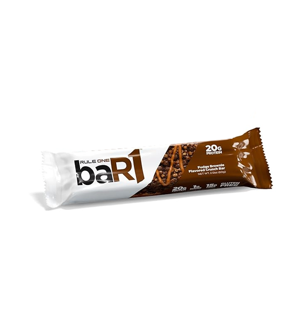 baR1 Barre Crunch 60 grammes Brownie au Fudge 20G PROTEIN + 220 CALORIES