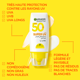 Garnier super uv invisible serum sunscreen spf 50 pa++++ uva/b