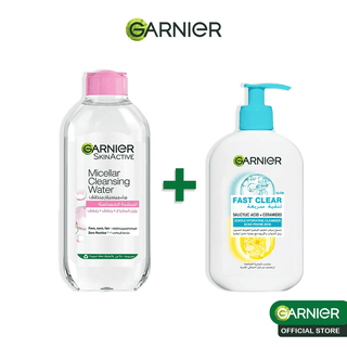 GARNIER FAST CLEAR GENTEL CLEANSER 250ML + SOLUTION MICELLAIRE PS 400ML