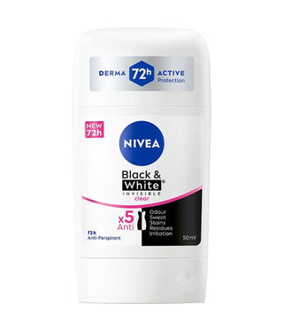 NIVEA DEODORANT BLACK & WHITE INVISIBLE CLEAR ANTI-PERSPIRANT STICK 72H