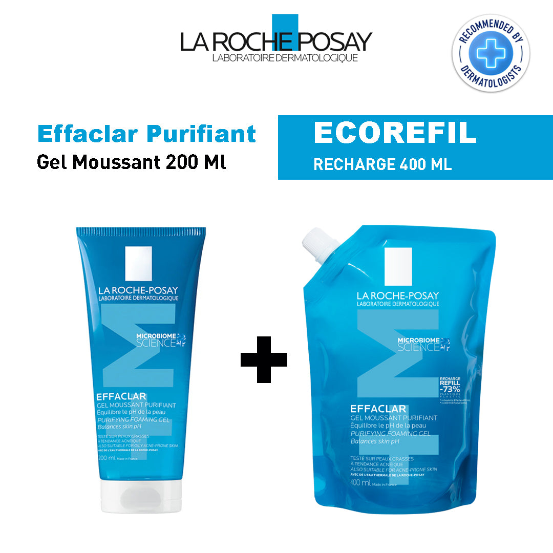 La Roche Posay Pack Effaclar Gel Moussant 200 Ml + Éco-Recharge 400ml