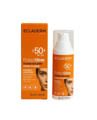 Ecladerm Protect Glow Écran Solaire SPF50+ 50ml – fluide solaire invisible et hydratant à haute protection UVA/UVB disponible en parapharmacie au Maroc