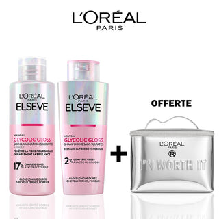 ELSEVE Glycolic Gloss Shampoing & Soin Sans Sulfate – Pack Brillance 200ml + Trousse Offerte