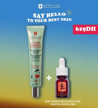 Erborian CC Red Correct Anti redness cream 45ML + Skin Therapy Huile visage multi-perfectrice 10ml