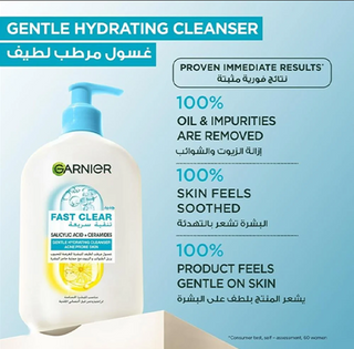 GARNIER FAST CLEAR GENTEL CLEANSER 250ML