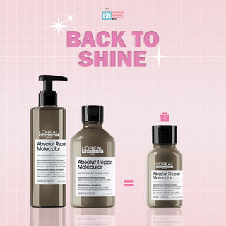 L'Oréal Professionnel absolut repair molecular rinse-off serum 250 ml + shampooing 300 ml = Shampo 100 Ml Offert