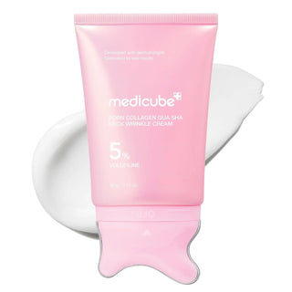 Medicube PDRN Collagen Gua Sha Neck Wrinkle Cream 90 g crème anti-rides au PDRN et collagène pour le cou et décolleté, BeautyMarket parapharmacie Maroc