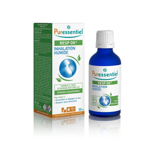 Puressentiel Inhalation Humide Respiratoire 50 ml. Solution aux huiles essentielles pour dégager le nez et faciliter la respiration. Disponible en parapharmacie maroc.
