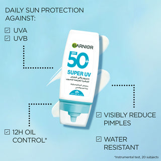 Garnier Super UV Acne Prone Skin Serum Sunscreen SPF50+ PA++++ – Sérum solaire visage anti-acné