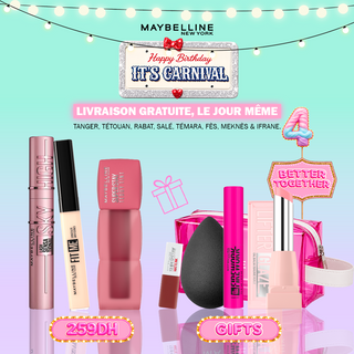 Maybelline Pack Two Icons – Sky High + Teddy Tint 55 & Fit Me 05 = Trousse + 4 Cadeaux OFFERTS