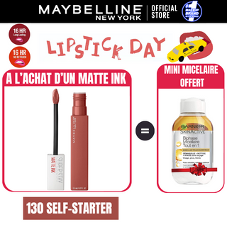 Maybelline New York - Rouge à lèvre Mat Liquide Superstay Matte Ink  = MICELLAIRE BYPHASE 100ML OFFERT