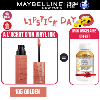 Maybelline New York - Brillant à lèvres Superstay Vinyl Ink = Micellaire Byphase 100ml OFFERT