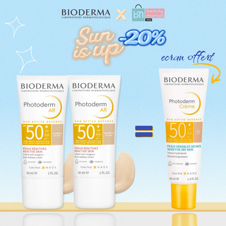 Bioderma Photoderm AR  teinte naturelle SPF50+ 30ml x2 = Crème Teintée Claire SPF50+ 40ml Offerte