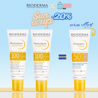 Bioderma Photoderm Fluide Max Invisible SPF100 40ml x2 = Crème Teintée Claire SPF50+ 40ml Offerte