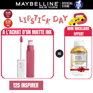 Maybelline New York - Rouge à lèvre Mat Liquide Superstay Matte Ink  = MICELLAIRE BYPHASE 100ML OFFERT