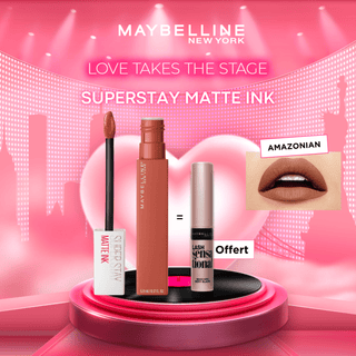 Maybelline New York - Rouge à lèvre Mat Liquide Superstay Matte Ink 70 AMAZONIAN = Mini Mascara Offert