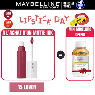 Maybelline New York - Rouge à lèvre Mat Liquide Superstay Matte Ink  = MICELLAIRE BYPHASE 100ML OFFERT