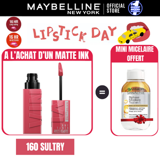 Maybelline New York - Brillant à lèvres Superstay Vinyl Ink = Micellaire Byphase 100ml OFFERT