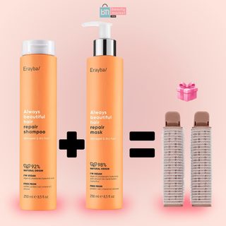 Erayba ABH  Repair Shampooing 250ml + Repair Mask 250ml = Roller Clips 4 Pack Offert
