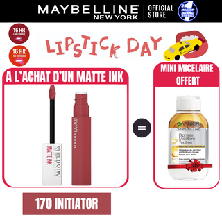 Maybelline New York - Rouge à lèvre Mat Liquide Superstay Matte Ink  = MICELLAIRE BYPHASE 100ML OFFERT