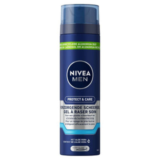 NIVEA MEN Gel à Raser Protect & Care 200ml – gel de rasage hydratant à l’aloe vera, Beautymarket Maroc