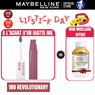 Maybelline New York - Rouge à lèvre Mat Liquide Superstay Matte Ink  = MICELLAIRE BYPHASE 100ML OFFERT