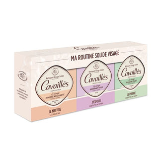 CAVAILLES Ma Routine Solide Visage – Mousse Apaisante + Gommant Doux + Masque Éclat
