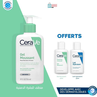 Cerave  Gel Moussant – 236 ml = Gel Moussant 20ml + Lait Hydratant 20ml OFFERTS