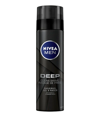 NIVEA MEN Gel à Raser Deep Clean Shave 200ml – gel purifiant au charbon actif pour rasage homme, Beautymarket Maroc