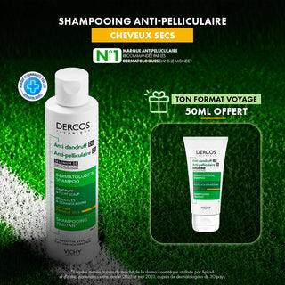 Vichy Dercos Shampooing Antipelliculaire Cheveux Secs 200 ml = Format Voyage 50 Ml Offert