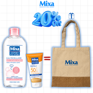 MIXA Eau Micellaire Anti-Dessèchement Physiologique 400ml + Dermo Protect SPF50+ 50ml = Tote Bag Offert