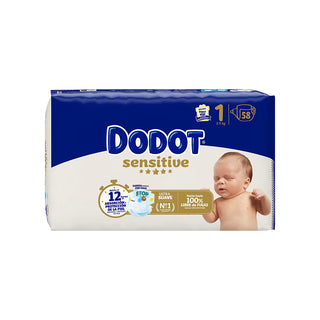 Dodot Couches Sensitive Diapers T1  2–5 kg – 58 Units