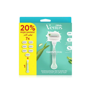 GILLETTE VENUS PACK RASOIR CONFORT GLIDE BREEZE 3 LAMES 1 RASOIR + 7 RECHARGE