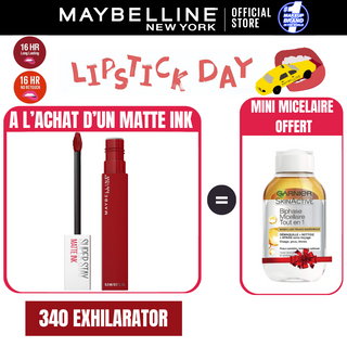 Maybelline New York - Rouge à lèvre Mat Liquide Superstay Matte Ink  = MICELLAIRE BYPHASE 100ML OFFERT