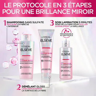 ELSEVE DUO GLYCOLIC GLOSS SANS SULFATE SHAMPOING 200ML + DEMELEANT 150ML