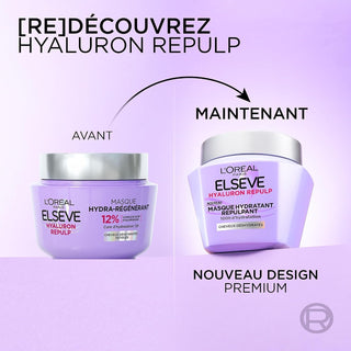 L'Oréal Paris Elseve Hyaluron Repulp Masque Hydratant Repulpant 290 ml à l'acide hyaluronique pour cheveux déshydratés, parapharmacie Maroc.
