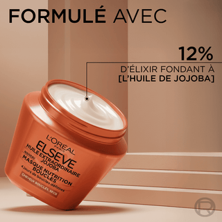 L'Oréal Paris Elseve Huile Extraordinaire Masque Nutrition Boucles 290 ml à l'huile de jojoba pour cheveux bouclés secs, parapharmacie Maroc.