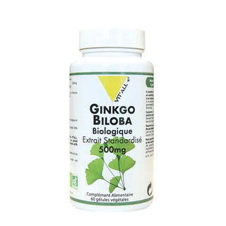 Vit’all+ Ginkgo Biloba 500 mg 60 comprimés – complément alimentaire mémoire et circulation, parapharmacie Beautymarket Maroc
