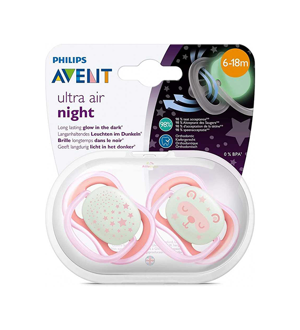 AVENT 2 SUCETTES ULTRA AIR NIGHT 6 18 MOIS SCF376 20