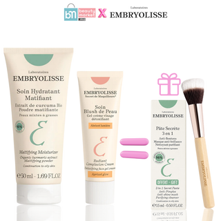 Embryolisse Soin Hydratant Matifiant 50ml + Blush Abricot 30ml =  Pinceau + Pâte Secrète 3-en-1-15ml OFFERTS
