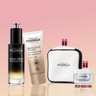 FILORGA Routine Anti-Âge & Protection Solaire – UV Cellular Protect SPF50+ 40 ml + Global-Repair Advanced Elixir 30 ml=Trousse + Meso-Mask 15 ml OFFERT