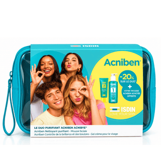 ISDIN Acniben Pack Duo Purifiant Mousse Nettoyante Purifiante 150 ml Contrôle Brillance 40 ml Trousse Offerte BeautyMarket parapharmacie Maroc