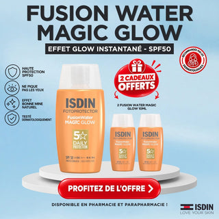 ISDIN FOTOPROTECTOR FUSION WATER MAGIC GLOW SPF50 50ML = 2 FUSION WATER MAGIC GLOW 10ML OFFERTS