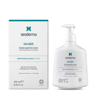 Sesderma Salises Crème Moussante Soap-Free 250 ml, nettoyant visage purifiant sans savon pour peaux mixtes à grasses, BeautyMarket parapharmacie Maroc.