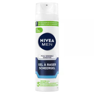 NIVEA MEN Gel à Raser Peaux Sensibles 200ml – gel de rasage doux et apaisant pour peau sensible, Beautymarket Maroc