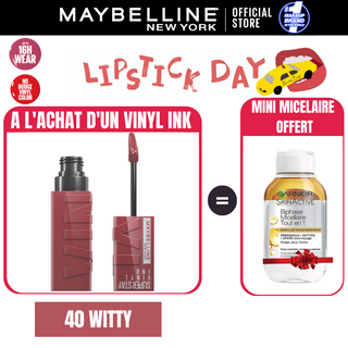 Maybelline New York - Brillant à lèvres Superstay Vinyl Ink = Micellaire Byphase 100ml OFFERT