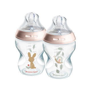 Tommee Tippee - Pack 2 biberons Natural Start 260 ml – décor fille