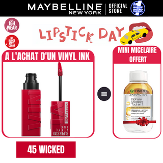 Maybelline New York - Brillant à lèvres Superstay Vinyl Ink = Micellaire Byphase 100ml OFFERT