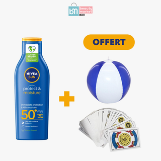 Nivea Lait Protecteur Protect & Hydrate SPF50+ 200ml = Jeux de Carte Espagnol + Ballon Gonflable Piscine Offerts